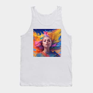 Colorful Beauty - Vibrant Design of a Beautiful Girl Tank Top